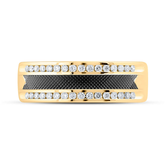 14K Yellow Gold Mens Round Diamond Wedding Band Ring 1/3 Cttw, Mens Size: 7-13