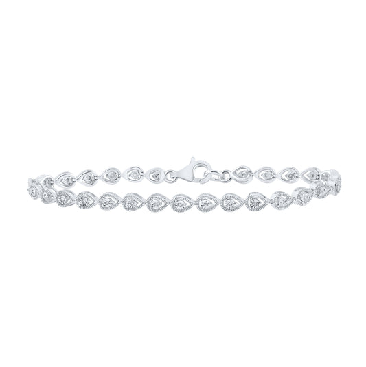 Sterling Silver Women's Round Diamond Fashion Bracelet 1/10ctw