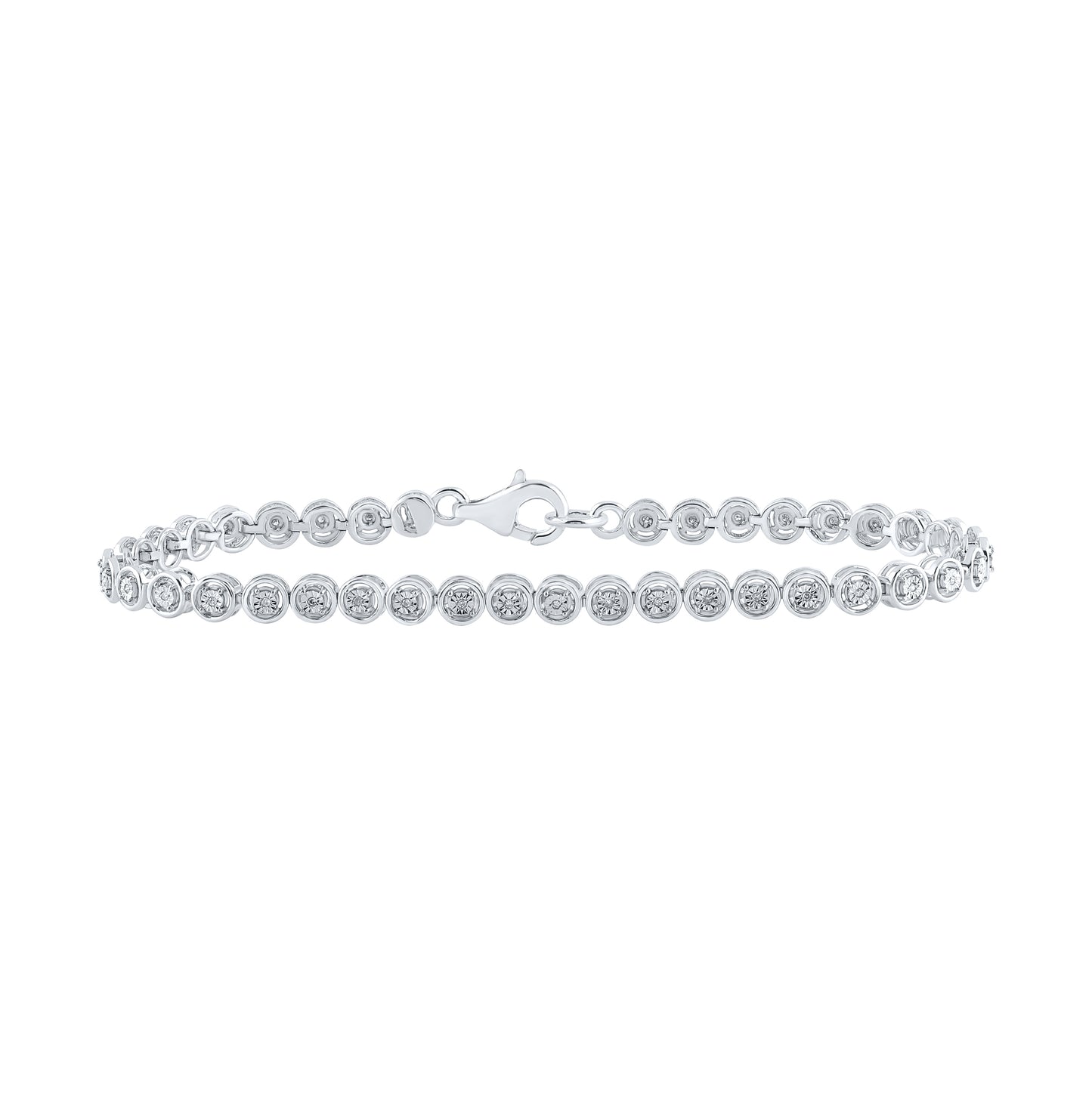 Sterling Silver Women's Round Dia. Fashion Bracelet 0.1 ctw