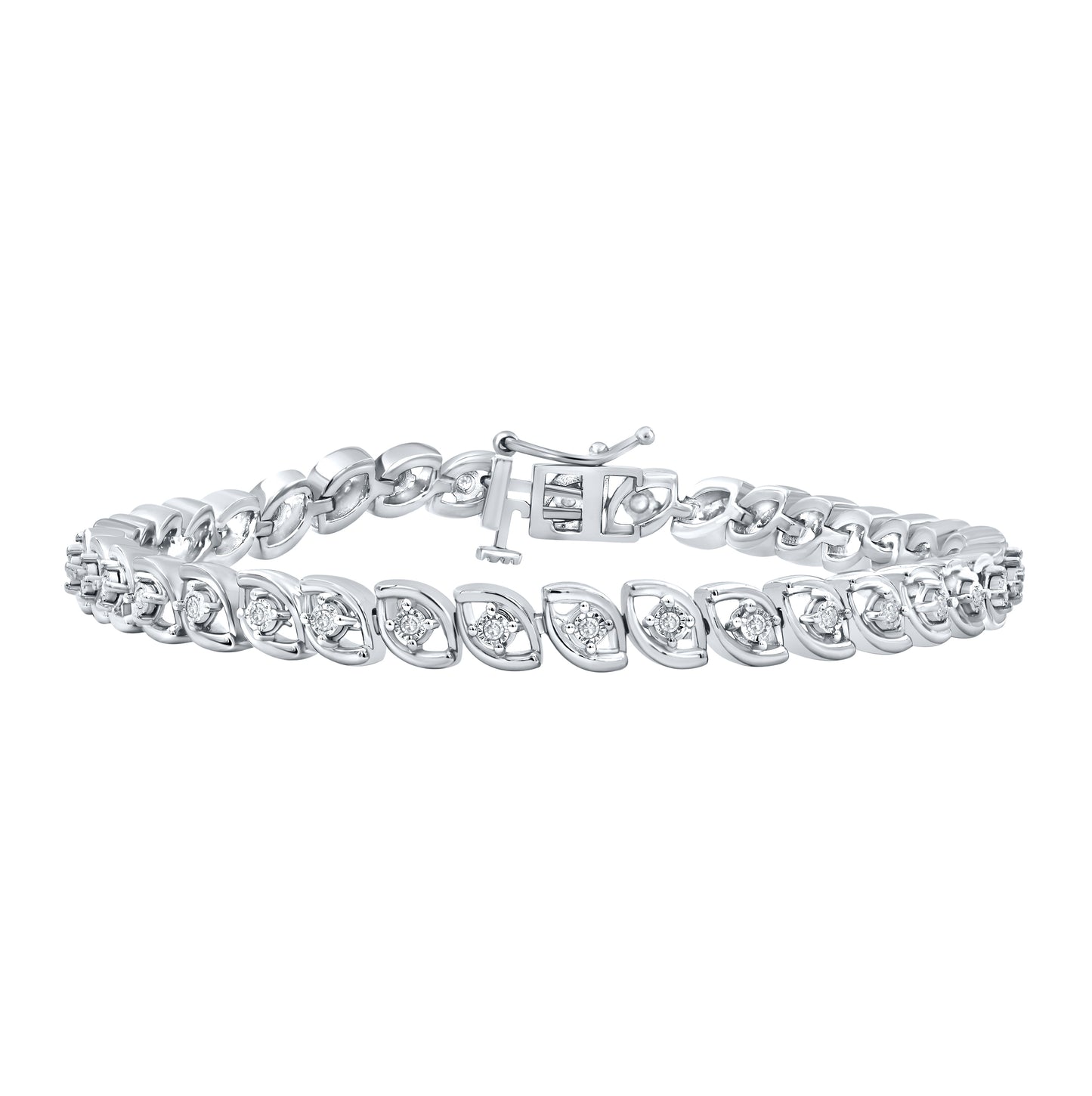 Sterling Silver Womens Round Diamond Fashion Bracelet 1/3ctw