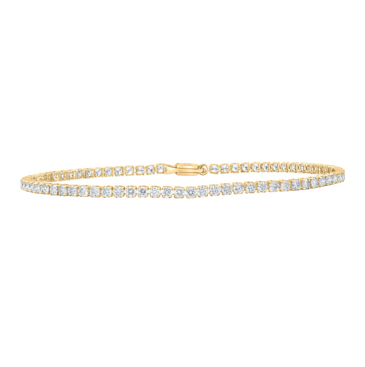 14K White Or Yellow Gold Womens Round Diamond Tennis Bracelet