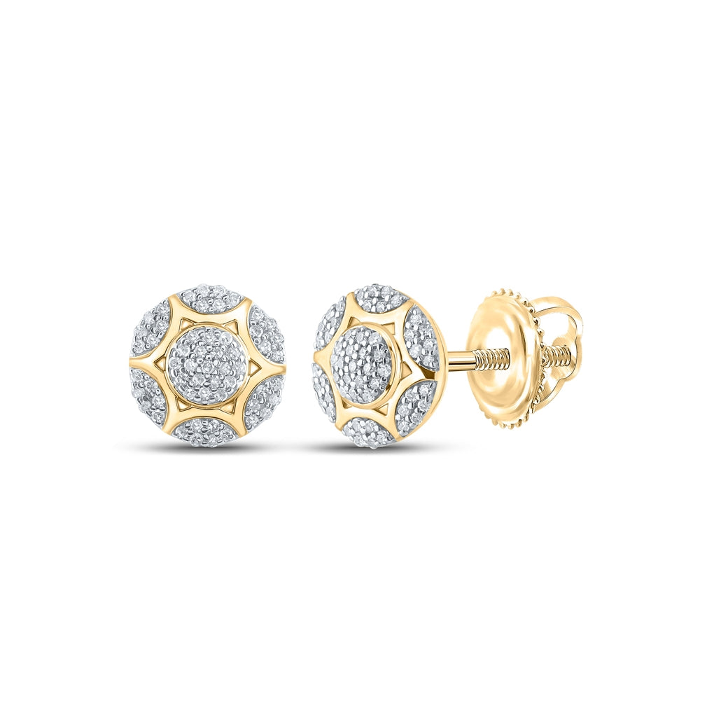 Sterling Silver Or Yellow-tone Sterling Silver Womens Round Diamond Cluster Earrings