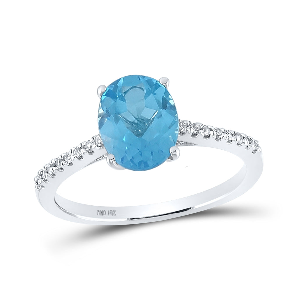 10K Yellow Or White Or Rose Gold Womens Oval Synthetic Blue Topaz Solitaire Ring, Womens Size: 5-10