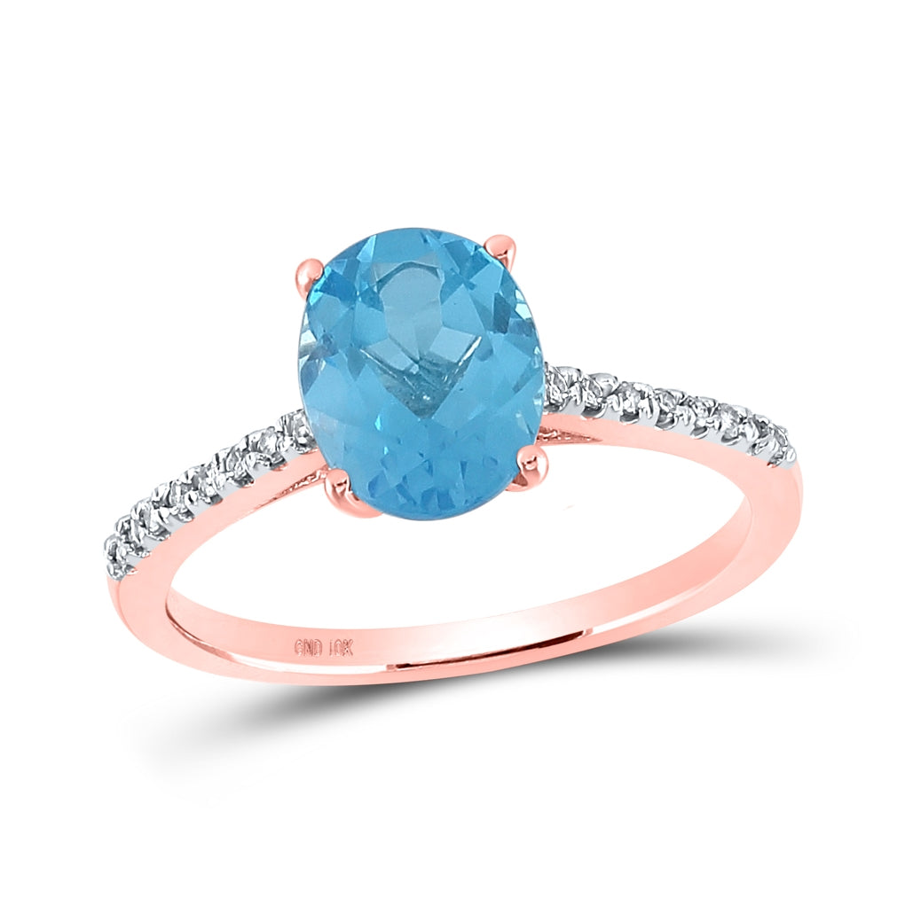 10K Yellow Or White Or Rose Gold Womens Oval Synthetic Blue Topaz Solitaire Ring, Womens Size: 5-10