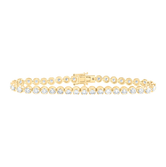 14K Yellow Gold Womens Round Diamond Studded Tennis Bracelet 5 Cttw