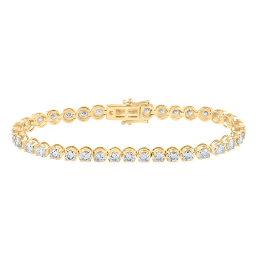 14K Yellow Gold Womens Round Diamond Studded Tennis Bracelet 6 Cttw