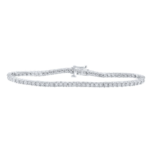 Sterling Silver Womens Round Diamond Fashion Bracelet 1/2ctw