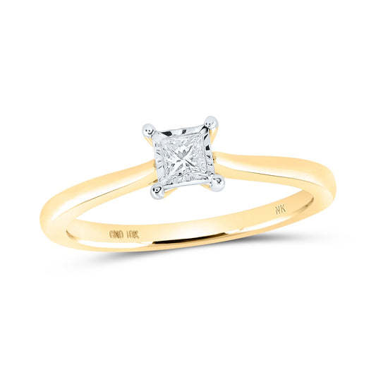 10K Yellow Or White Gold Womens Princess Diamond Solitaire Ring 1/6 Cttw, Womens Size: 5-10