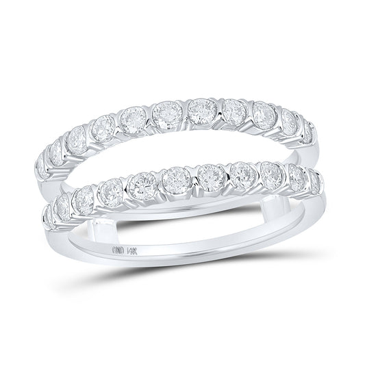 14K White Gold Womens Round Diamond Wrap Enhancer Wedding Band 7/8 Cttw, Womens Size: 5-10