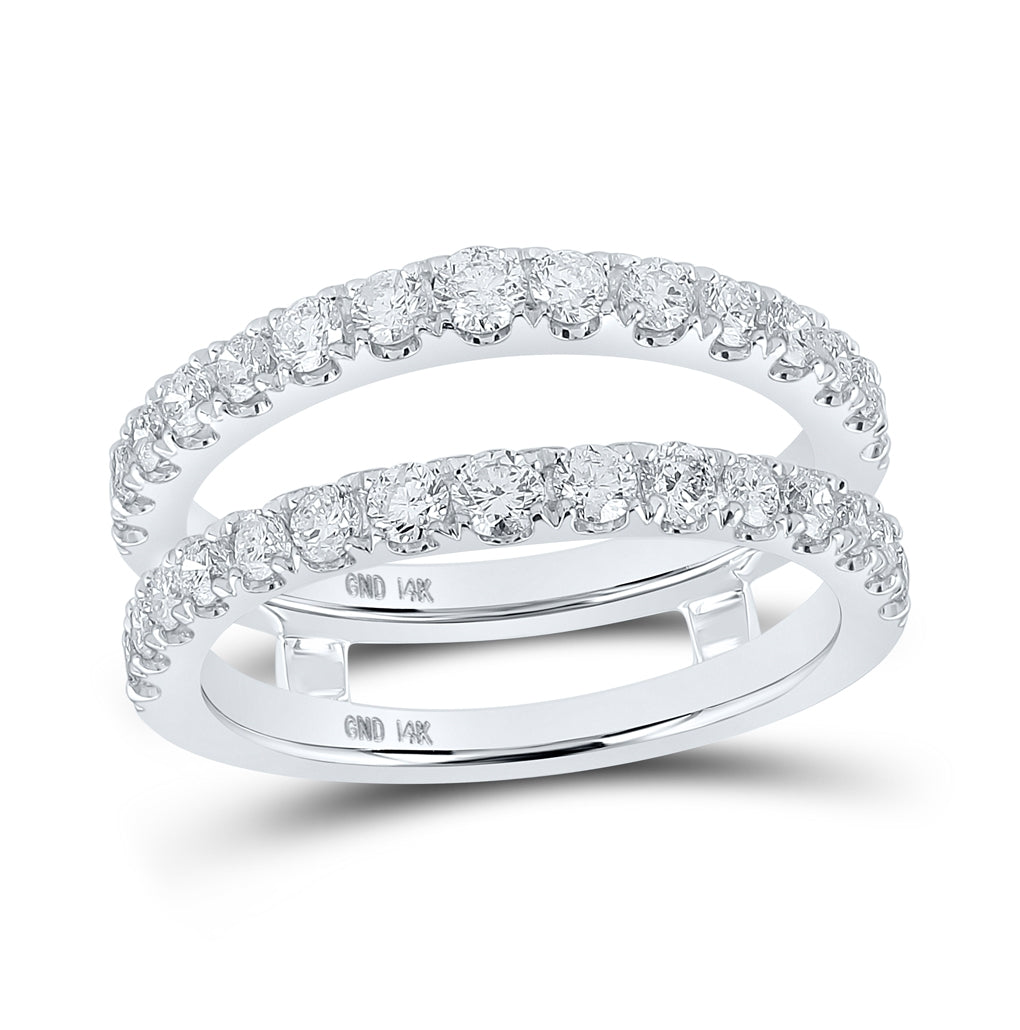 14K White Gold Womens Round Diamond Wrap Enhancer Wedding Band 1 Cttw, Womens Size: 5-10