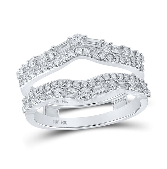 14K White Gold Womens Round Diamond Wrap Enhancer Wedding Band 3/4ctw, Women's Size: 5-10