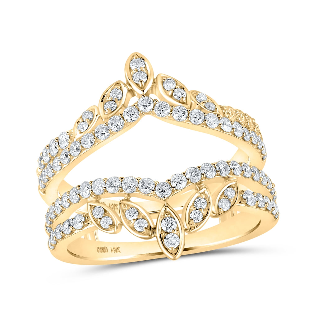 14K Yellow Gold Womens Round Diamond Wrap Enhancer Wedding Band 1 Cttw, Womens Size: 5-10