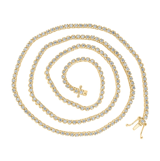 10K Yellow Or White Or Rose Gold Mens Round Diamond 20-inch Tennis Chain Necklace