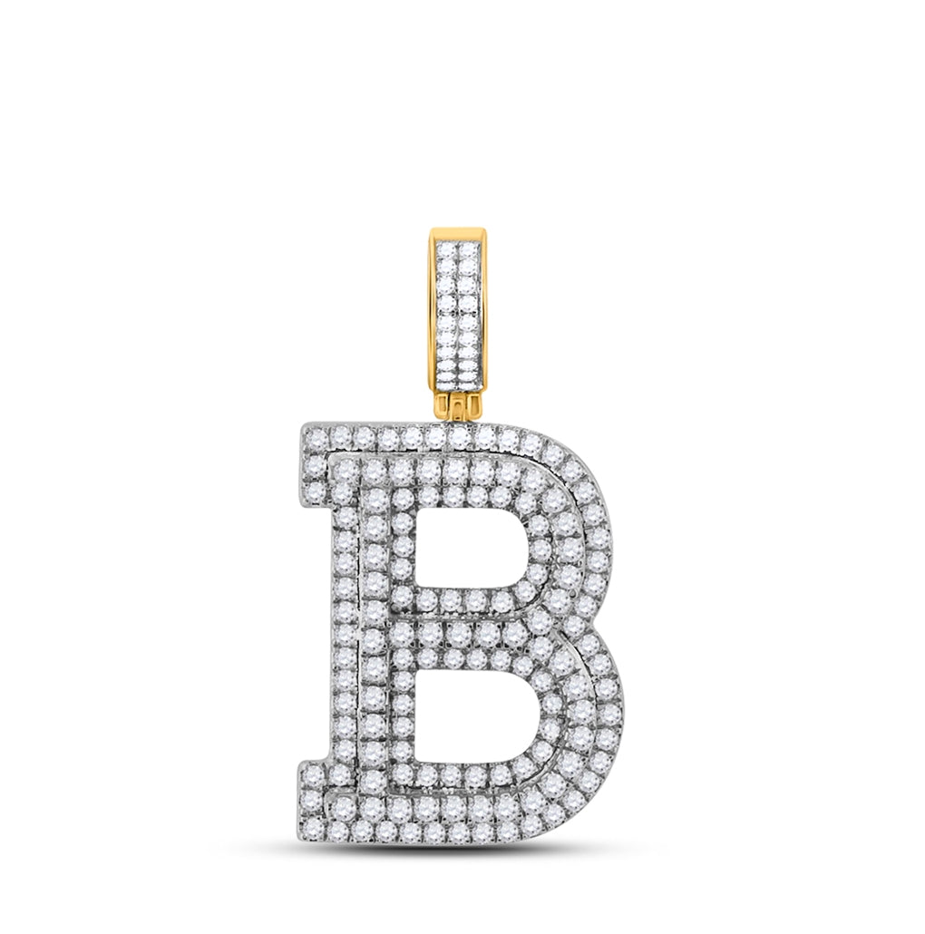 14kt Yellow Gold 2 Ct Diamond Nk Initial "b" Mens Pendant