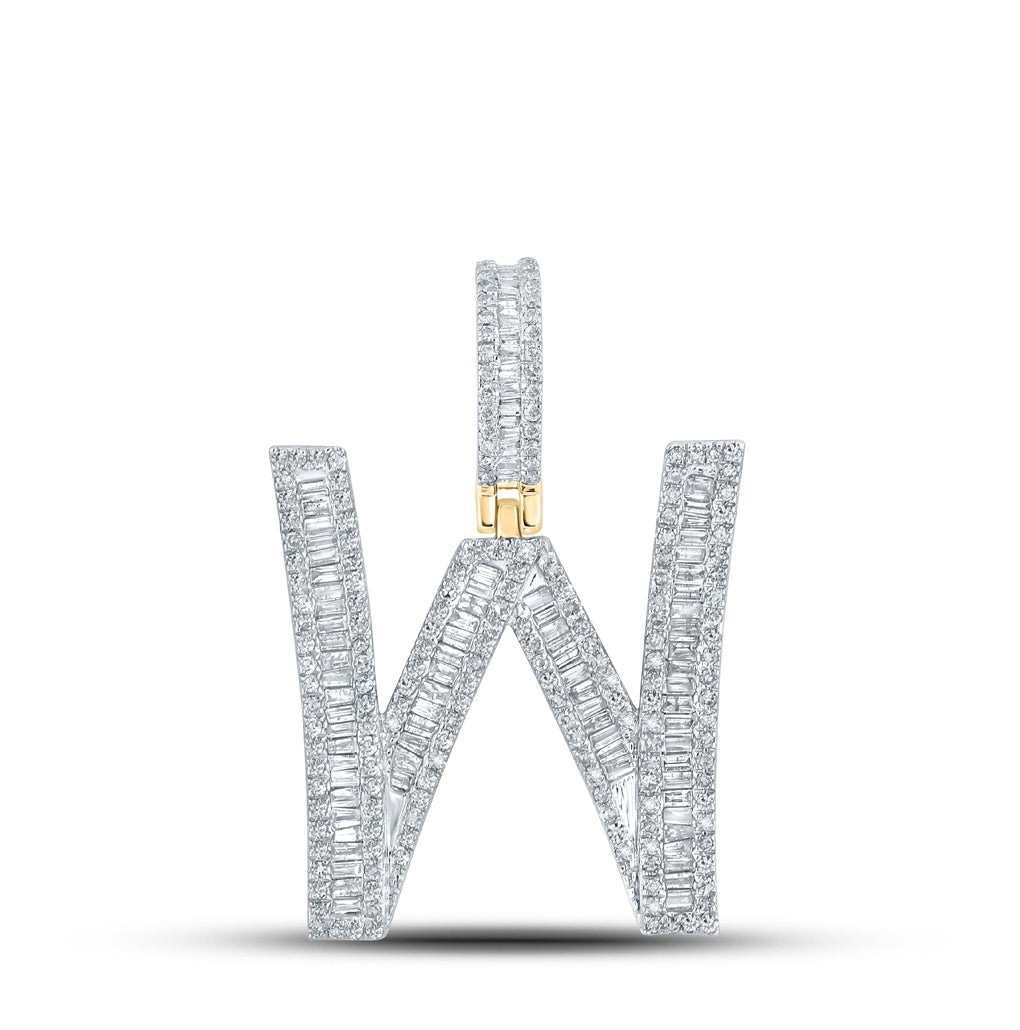 14kt Yellow Gold 1ctw Diamond Cn Initial "w" Mens Charm