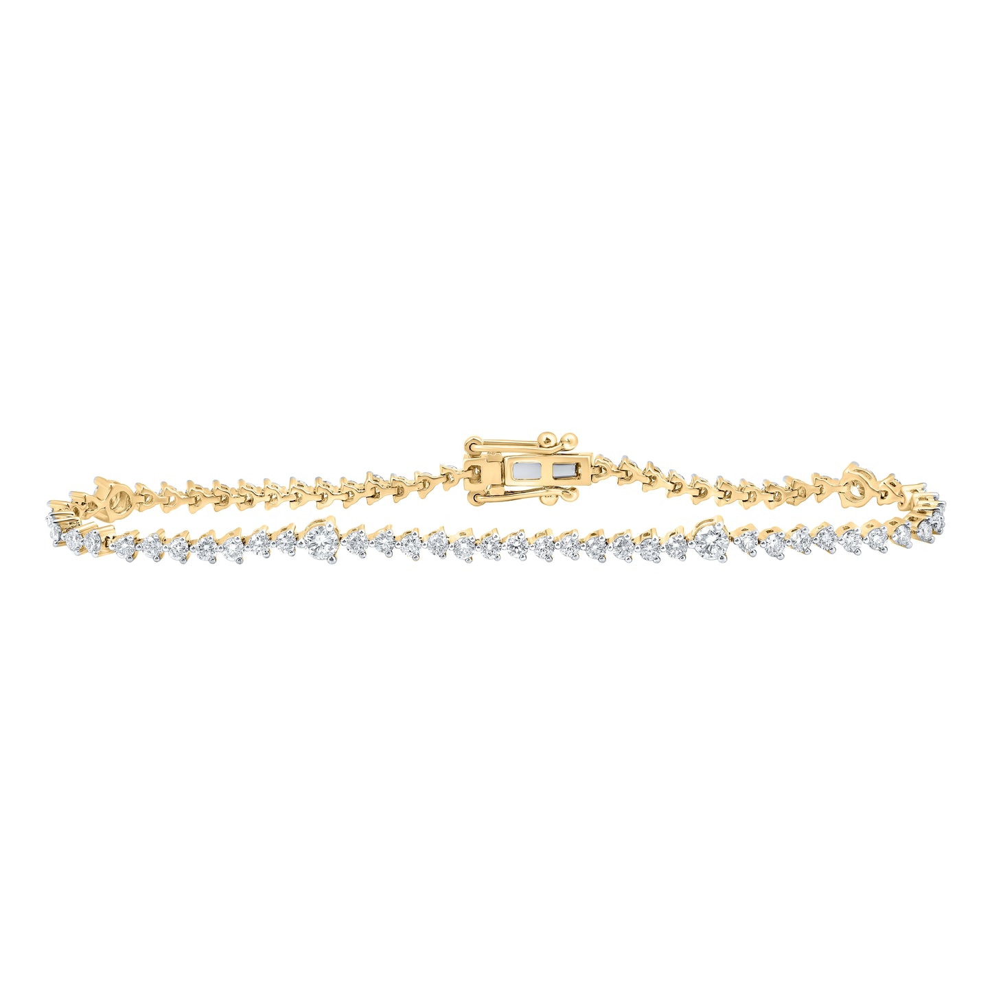 14K Yellow Or White Or Rose Gold Womens Round Diamond Tennis Bracelet