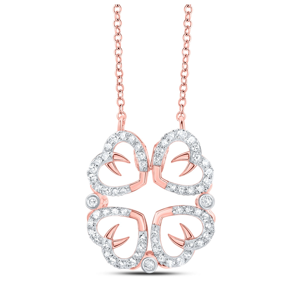 10K Yellow Or Rose Gold Womens Round Diamond Convertible Heart Necklace