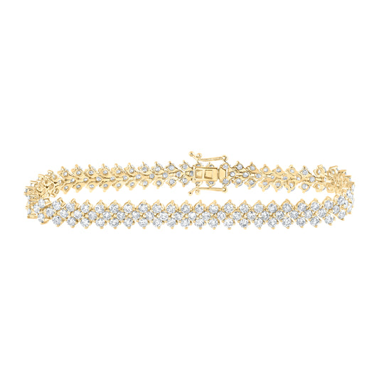 14K White Or Yellow Gold Womens Round Diamond Tennis Bracelet