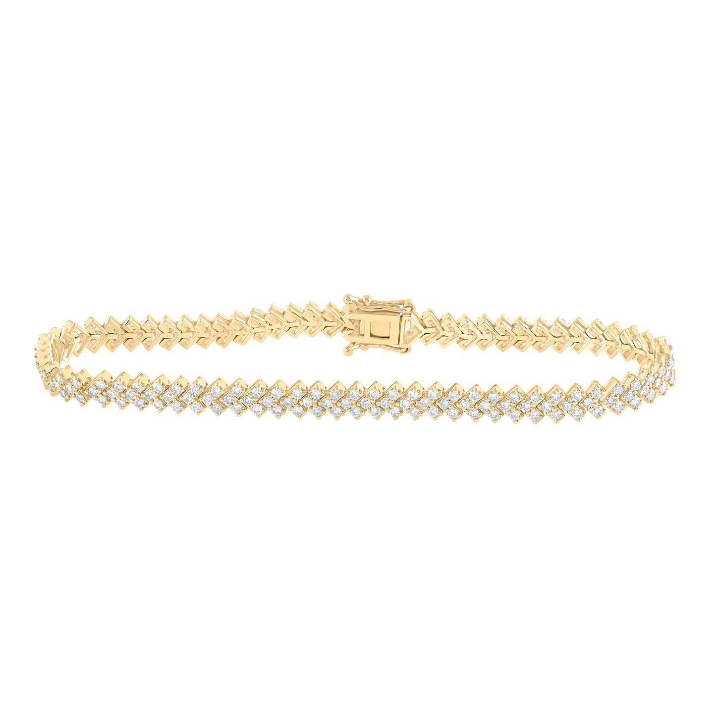 14K White Or Yellow Gold Womens Round Diamond Tennis Bracelet