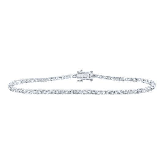 14K Yellow Or White Or Rose Gold Womens Round Diamond Single Row Tennis Bracelet