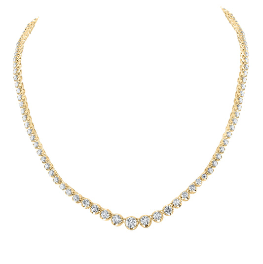 14K White Or Yellow Gold Womens Round Diamond Graduated Tennis Necklace