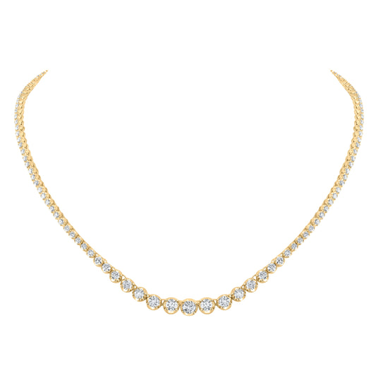 14K White Or Yellow Gold Womens Round Diamond Graduated Tennis Necklace