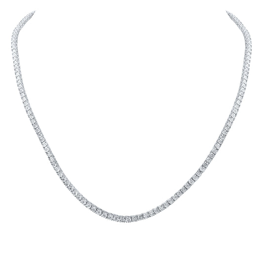 10K White Gold Mens Round Diamond Single Row Link Chain Necklace 1-1/4 Cttw, Length: 20 In