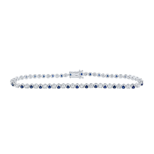 14K White Gold Womens Round White Sapphire Diamond Tennis Bracelet 2-1/3 Cttw