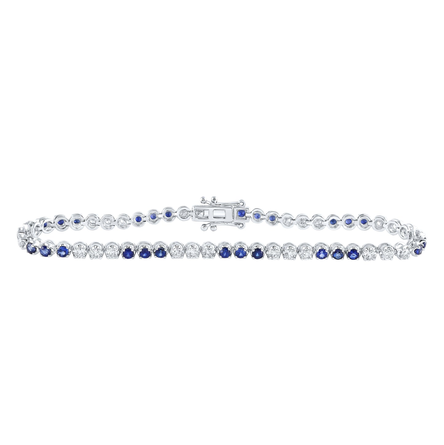 14K White Gold Womens Round White Sapphire Diamond Tennis Bracelet 3-1/3 Cttw