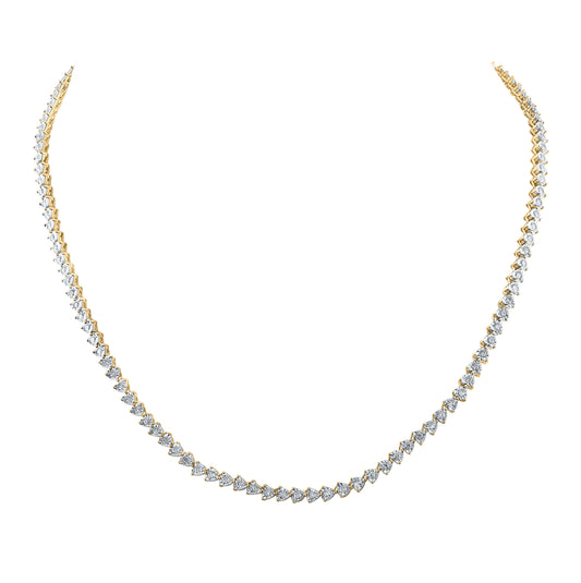 10K Yellow Gold Womens Round Diamond Heart 18-inch Link Necklace 2-1/3 Cttw, Length: 17.99 In