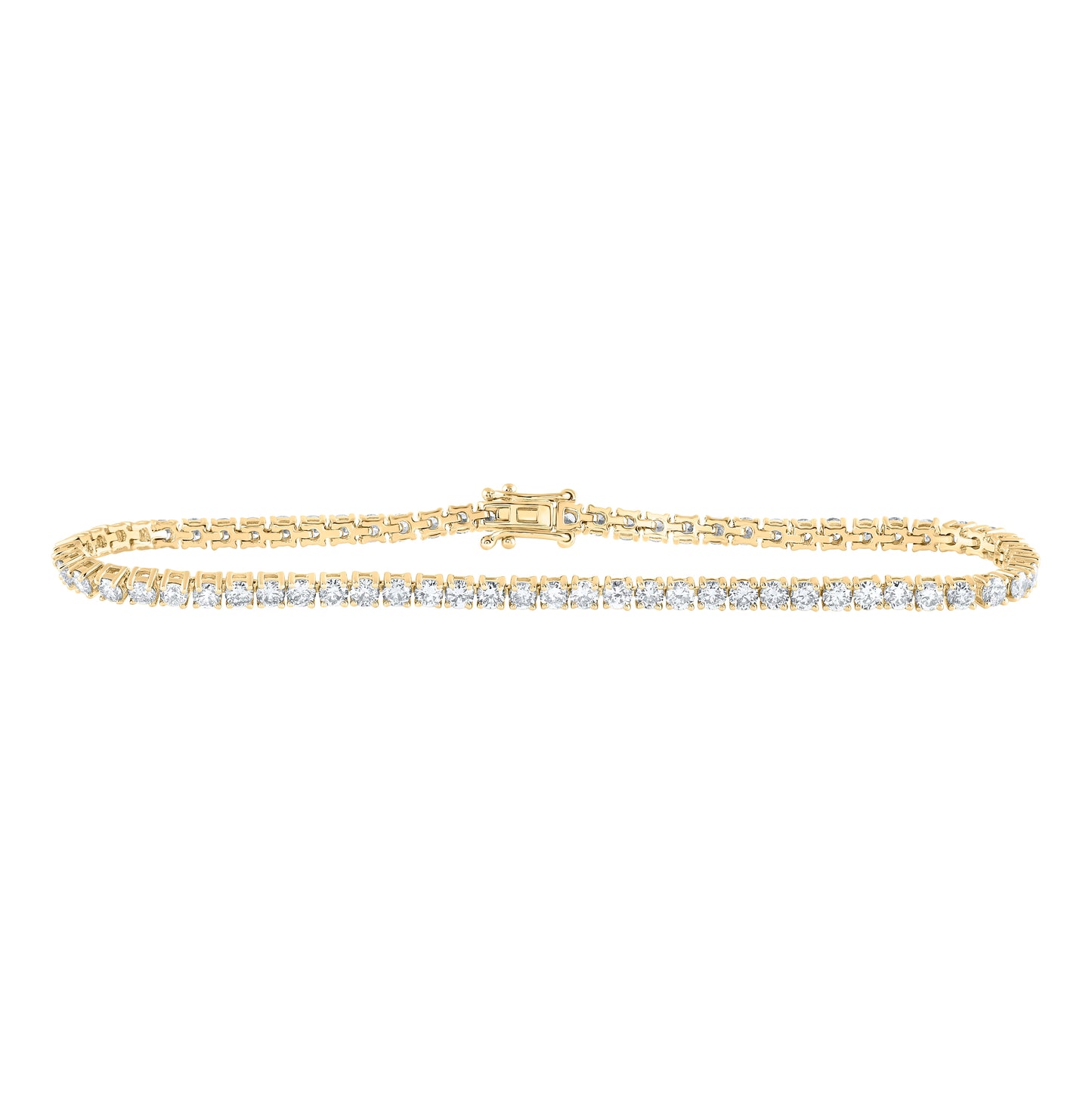 14K Yellow Or White Or Rose Gold Womens Round Diamond Single Row Fashion Bracelet