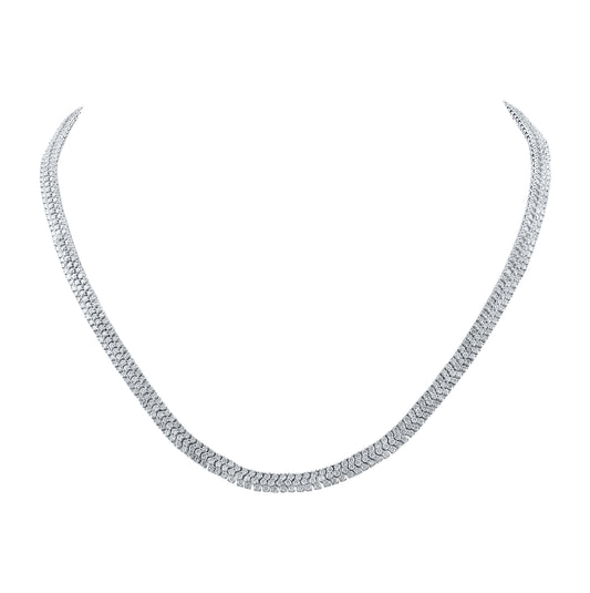 14K White Gold Womens Round Diamond 18-inch Fashion Necklace 12 Cttw, Length: 17.99 In