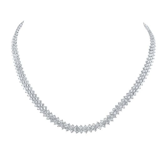 14K White Gold Womens Round Diamond 18-inch Fashion Necklace 19-3/4 Cttw, Length: 17.99 In