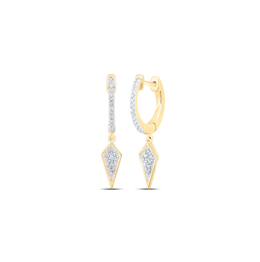 10K White Or Yellow Gold Womens Round Diamond Dangle Earrings