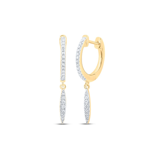 10K White Or Yellow Gold Womens Round Diamond Drop Dangle Earrings