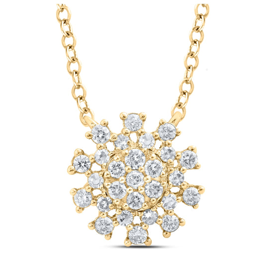 14K Yellow Or White Or Rose Gold Womens Round Diamond 18-inch Cluster Necklace