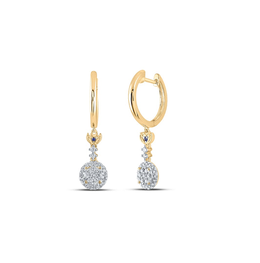 14K White Or Yellow Gold Womens Round Diamond Dangle Earrings