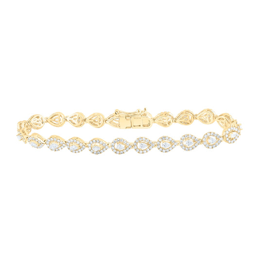 14K White Or Yellow Or Rose Gold Womens Pear Diamond Fashion Bracelet