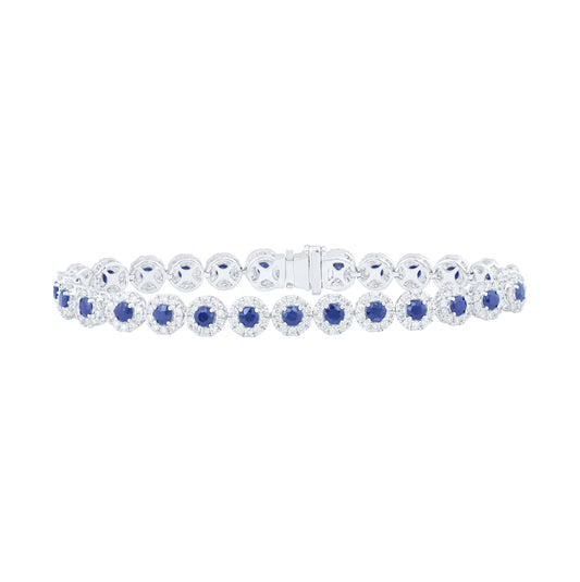 14kt White Gold 3ctw Diamond Ana M 3.1 Mm Sapphire Bracelet(7 Inch)