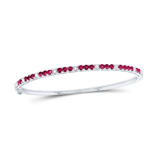 14kt White Or Yellow Or Rose Gold 5/8ctw Diamond Nke 1 3/8ct Ruby Bangle