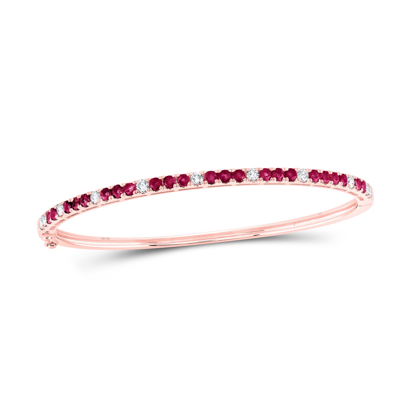 14kt White Or Yellow Or Rose Gold 5/8ctw Diamond Nke 1 3/8ct Ruby Bangle