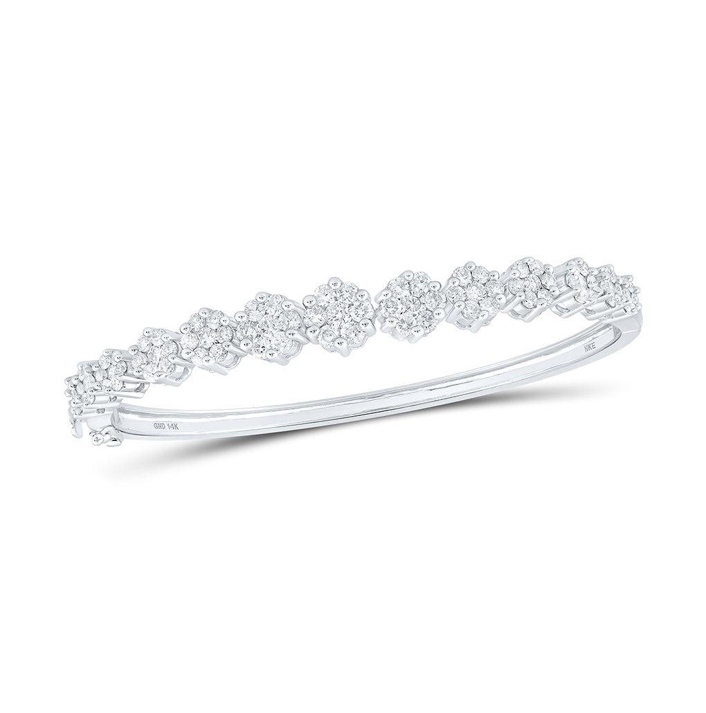 14kt White Gold 2 3/4 Ctw Diamond Nke Flower Bangle