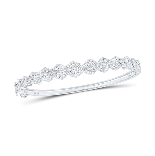 14kt White Gold 2 3/4 Ctw Diamond Nke Flower Bangle