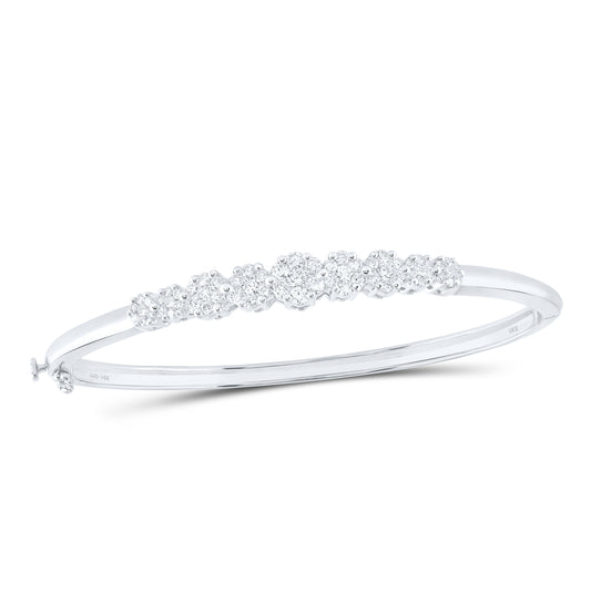 14kt White Gold 2 Ctw Diamond Nke  Flower Bangle