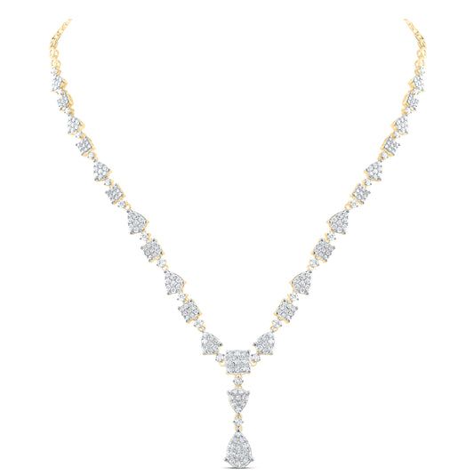 14K Yellow Or White Gold 3 3/4ctw Diamond Ana M Fashion Necklace (17 Inch)