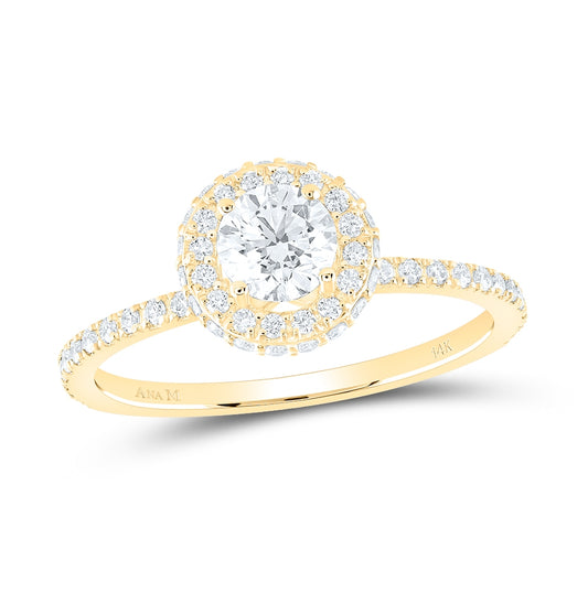 14K Yellow Or White Gold 7/8ctw Diamond Ana M 1/2ct-crd Engagement Single Halo Ring