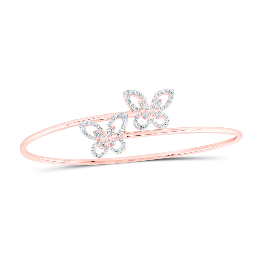 10kt Yellow Or White Or Rose Gold 3/8ctw Dia Nk Butterfly Fashion Bangle (60x48mm)