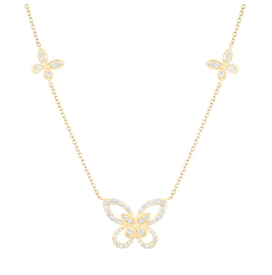 10K Yellow Or White Or Rose Gold 3/8 Ctw Dia Nk Butterfly Fashion Necklace (18 Inch)