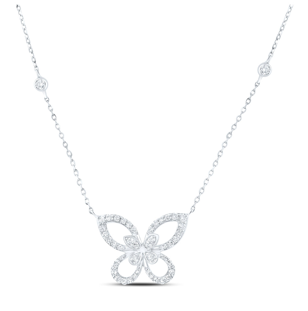 10K Yellow Or White Or Rose Gold 1/3 Ctw Dia Nk Butterfly Fashion Necklace (18 Inch)