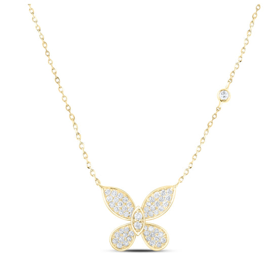 10K Yellow Or White Or Rose Gold 1/3 Ctw Dia Nk Butterfly Fashion Necklace (18 Inch)